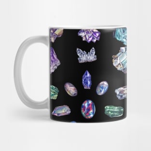 Crystals 2 - Gemstones Watercolor Pastel Black Mug